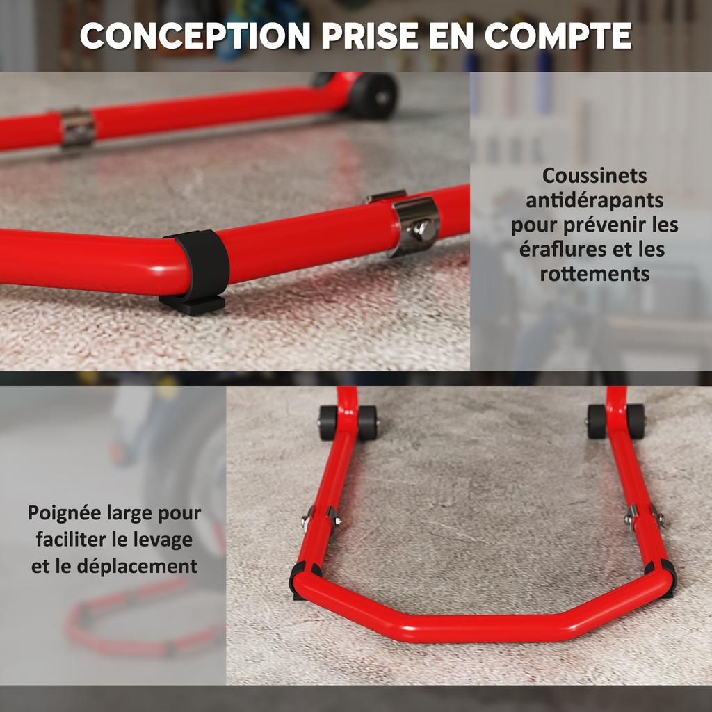 Motorcycle Stand, 390 Kg Capacity, U+L Forks, 43 X 36 X 64 Cm, Red