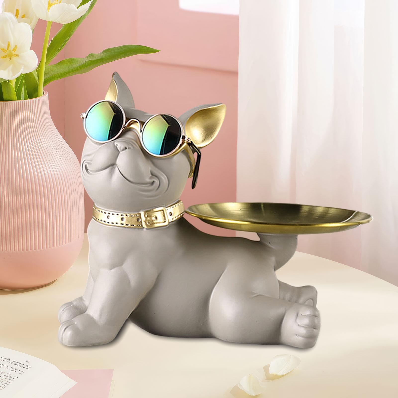 

Статуэтка собаки, ящик для хранения, поднос, входной стол, домашняя статуэтка животного из смолы серый