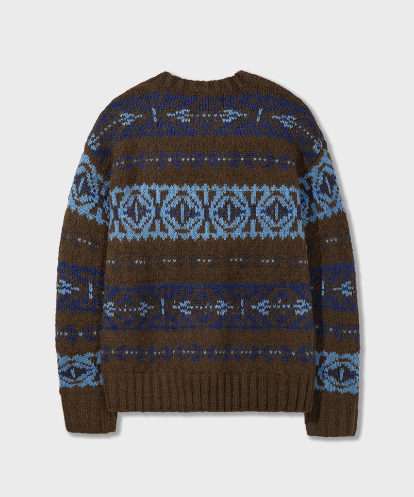 AMFEAST Grandma Fair Isle Sweater Brown