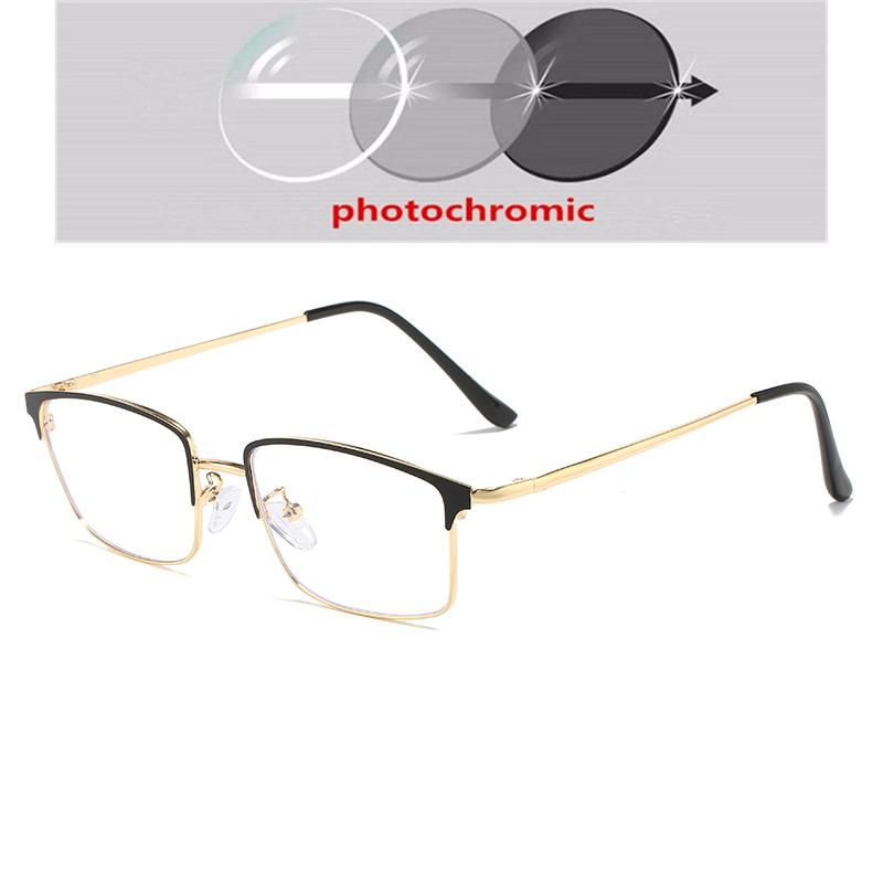 0 -0.5 -0.75 To -6.0 Blue Light Blocker Prescription Glasses For The Nearsighted Women Men Square Myopia Photochromic Spectacles