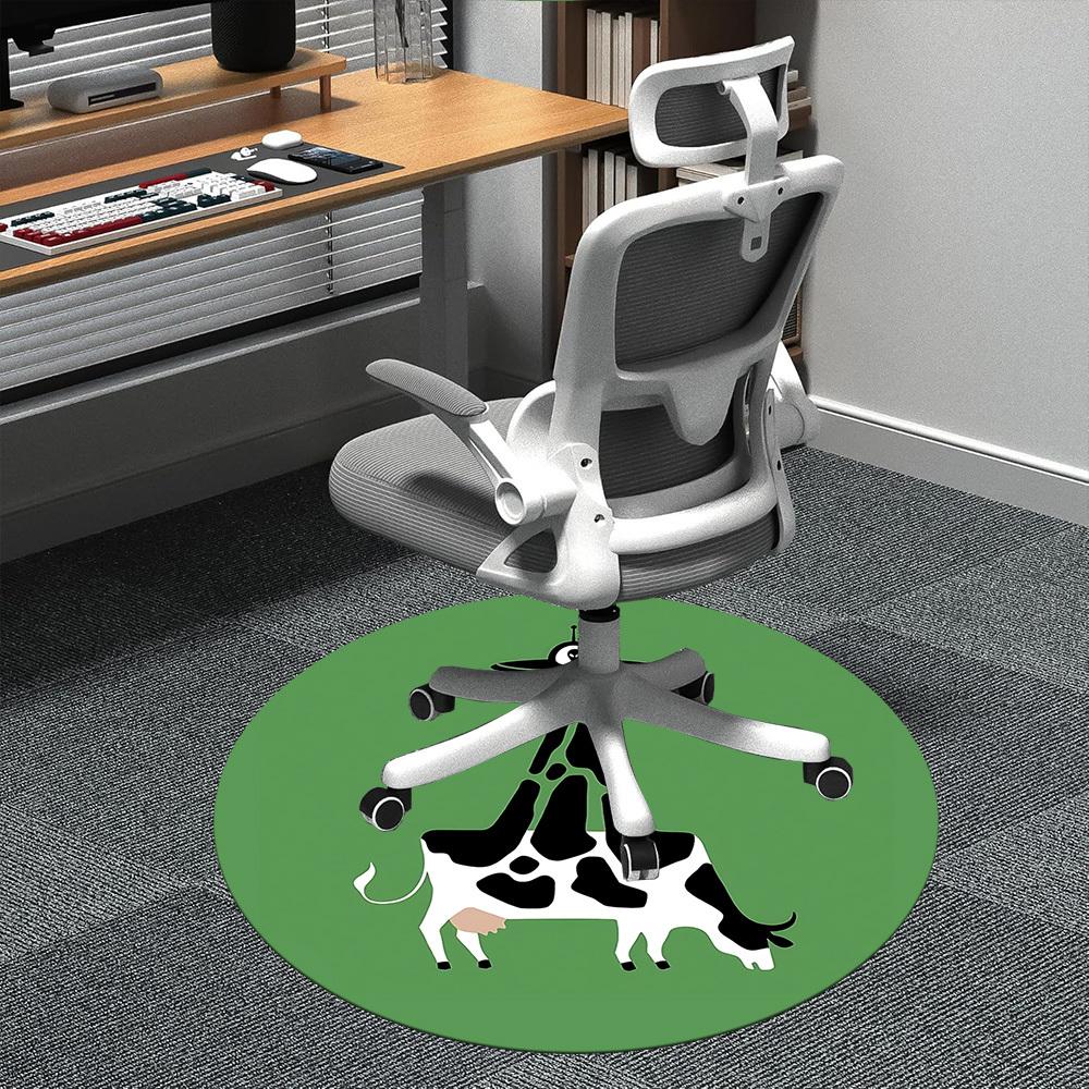 1 Stück Kuh UFO Büro Runder Teppich, Indoor-Matte Geeignet Für Büro, Unter Bürostühlen Schlafzimmer Wohnzimmer Heimdekoration, Zimmerdeko D060