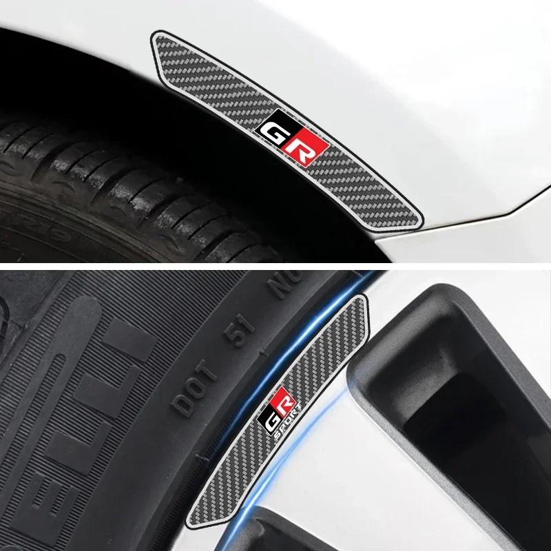 4PCS Car Wheel Hub Rim Sticker Carbon Fiber Decal for Toyota GR GAZOO RACING Badge Emblem Auto Interior Decoration Sticker