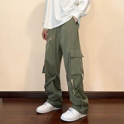 Cargo Pants Men Streetwear Hip Hop Pants Elastic Waist Harem Ankle Length Trousers Harajuku Casual Pocket Men Pants