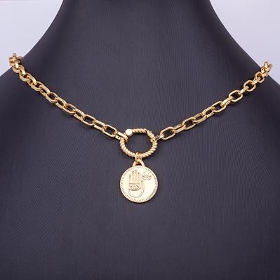 

Nidin Fashion 8 Styles Thick Clavicle Chain Necklace Heart Lock Evil Eye Palm Zircon Collar Trendy Women Party Boho Jewelry
