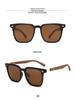 Polarized Square Sunglasses with UV Protection and Wood Grain Legs (Model P891876)