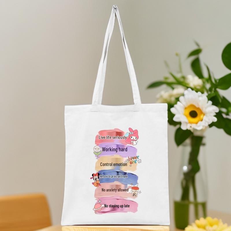 

Inspirational Artistic Canvas Tote Bag - Large Capacity Shoulder Bag White (No Pattern)