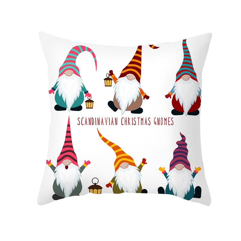 Cartoon Printed Christmas Pillow Case Peach Skin Santa Claus Wish Pillow Home Sofa Cushion