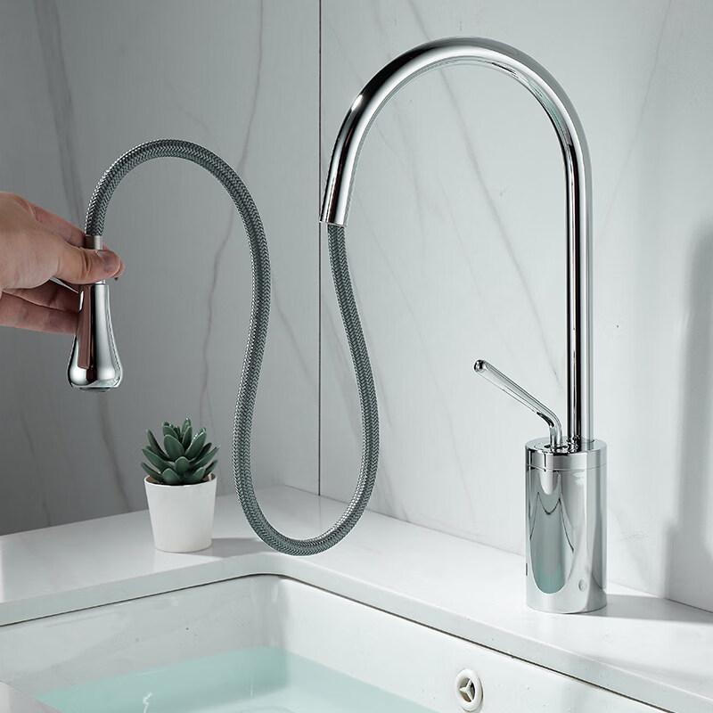 TLXT Tall Pull-Out Hot & Cold Washbasin Faucet