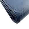 PRADA 1ML005 flap saffiano leather Bifold Wallet blue leather Women Used