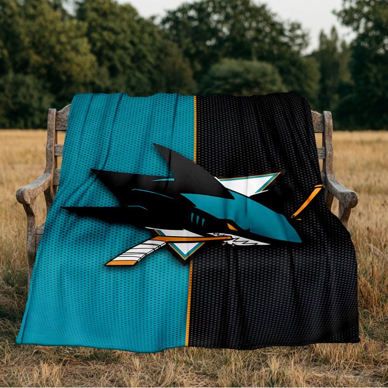 San-Jose Sharks Hockey Blanket Flannel Throw for Sofa, Indoor, Camping, Living Room, Office, Chair, And Bed Soft Birthday Gift