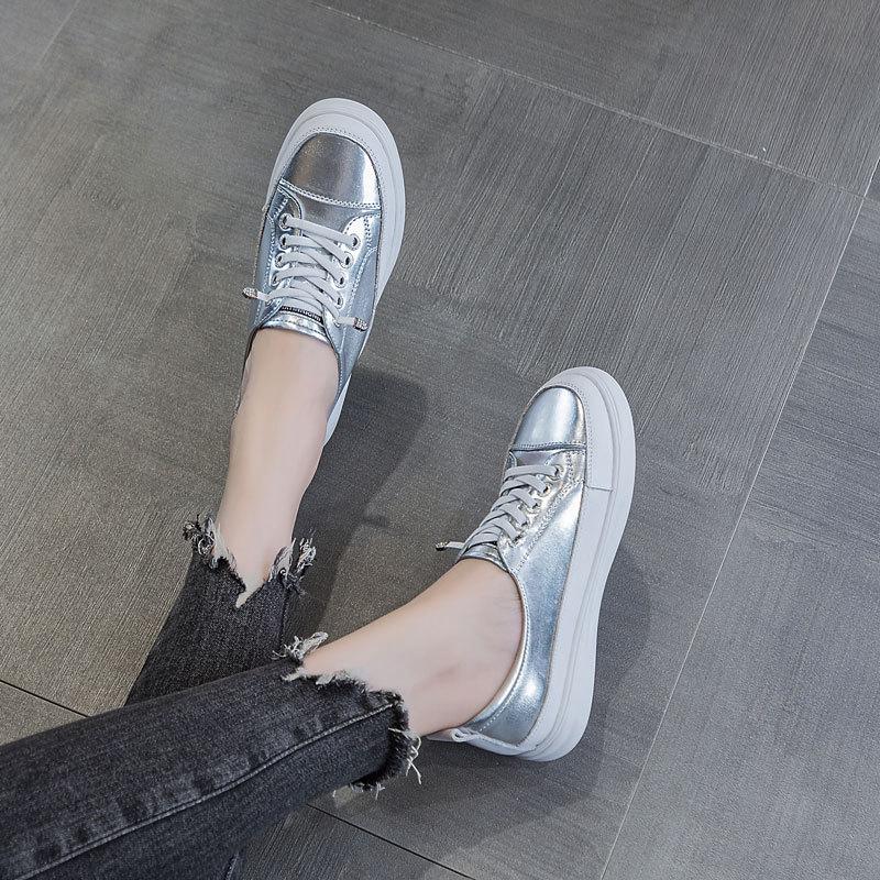 Fashion 2CM Genuine Leather Women Casual Sneakers Plus Size 43 Spring Summer Skate Shoes Ladies Little White Vulcanized Shoes Woman