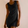 Women Sleeveless Casual Crew Neck Fitted Solid Tank Dress Soft Lightweight Simple Design Comfortable Mini Dress for Daily Wear