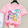 My Little Pony T-shirt for Children Cartoon Partern Tee Top New Boys Girls Round Collar Clothes Kids Anime Cotton Clothing Gift