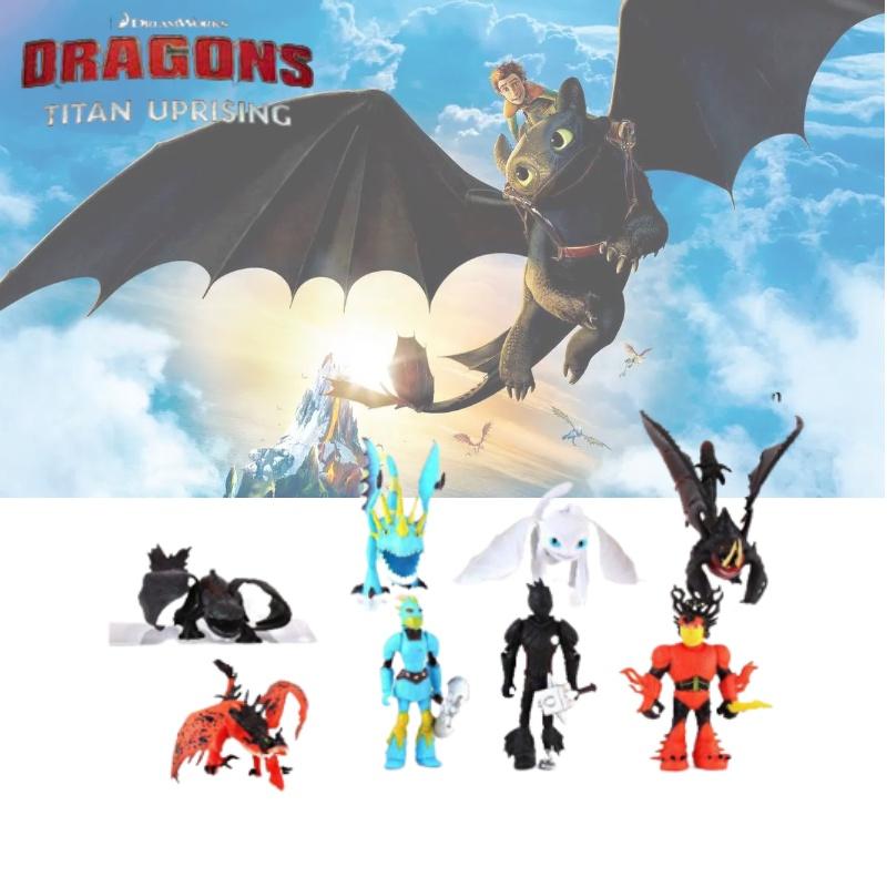 Dragon Toy Set 8-piece Night Fury Pvc Figures For Kids 4-6)