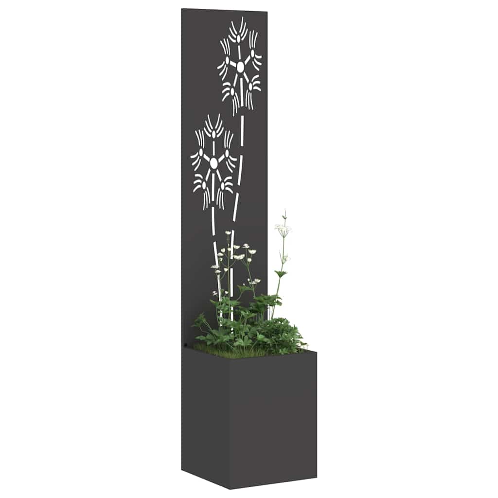 Garden Privacy Screen Canvas Floral Black 32 X 150 Cm