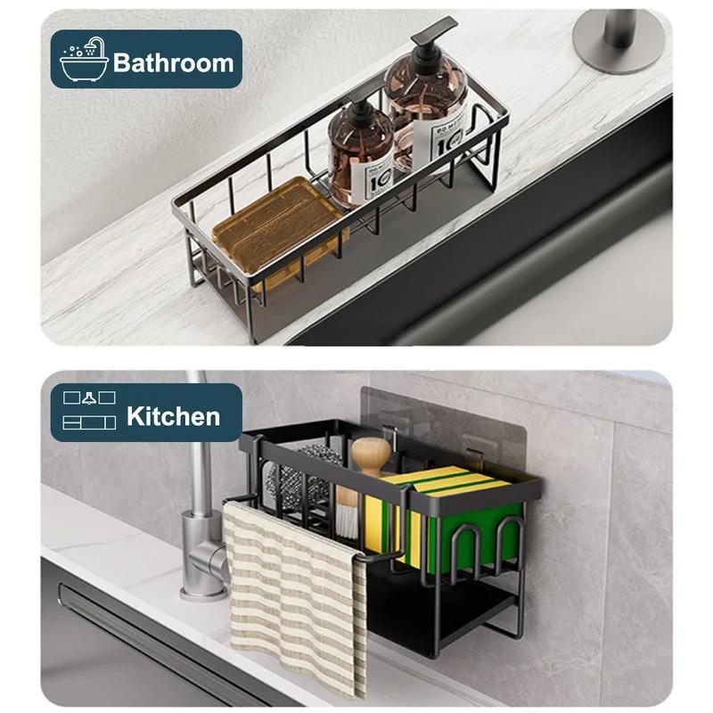 2-Piece Dish Drying Rack Set with Sink Caddy Multi-Purpose Kitchen Storage Organizer for Countertop Space Saving Rustproof