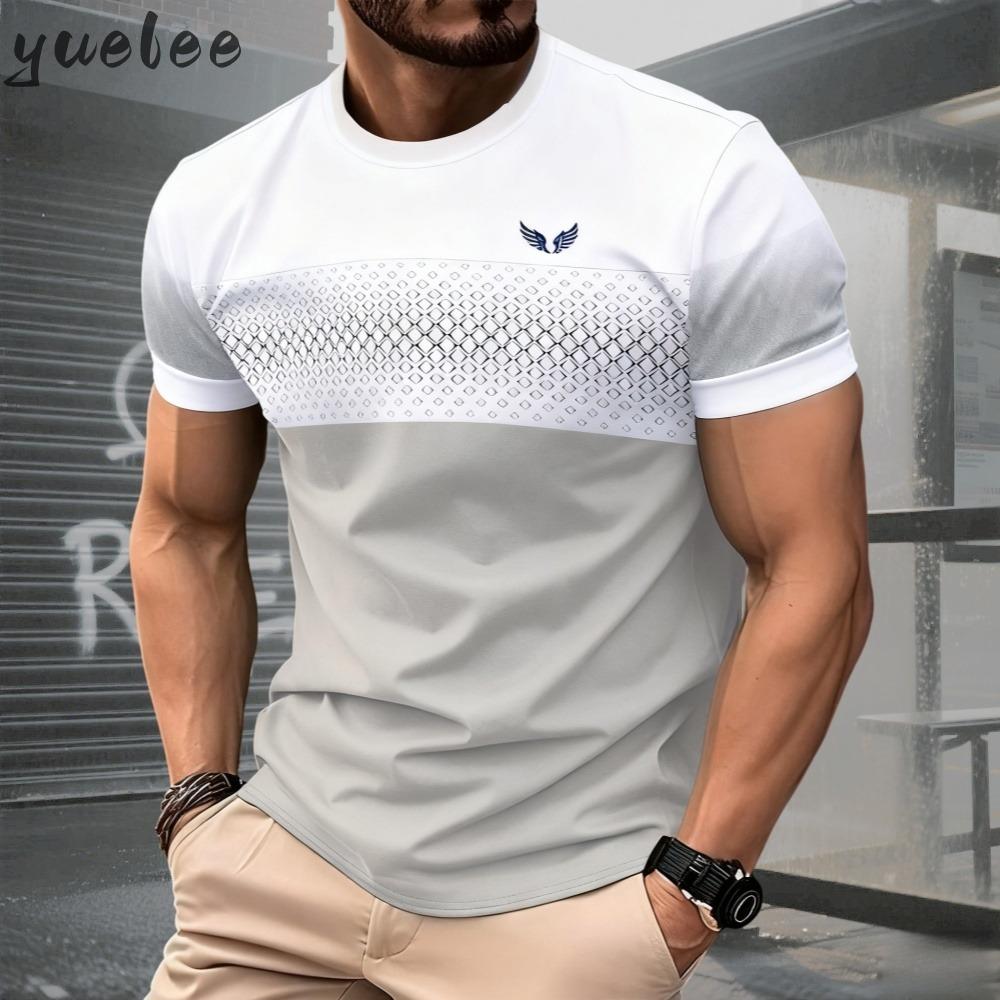 Summer Men's Patchwork T-shirt Men's O-neck Sports Casual Loose Comfortable Short Sleeved Daily Wear Men's Clothing