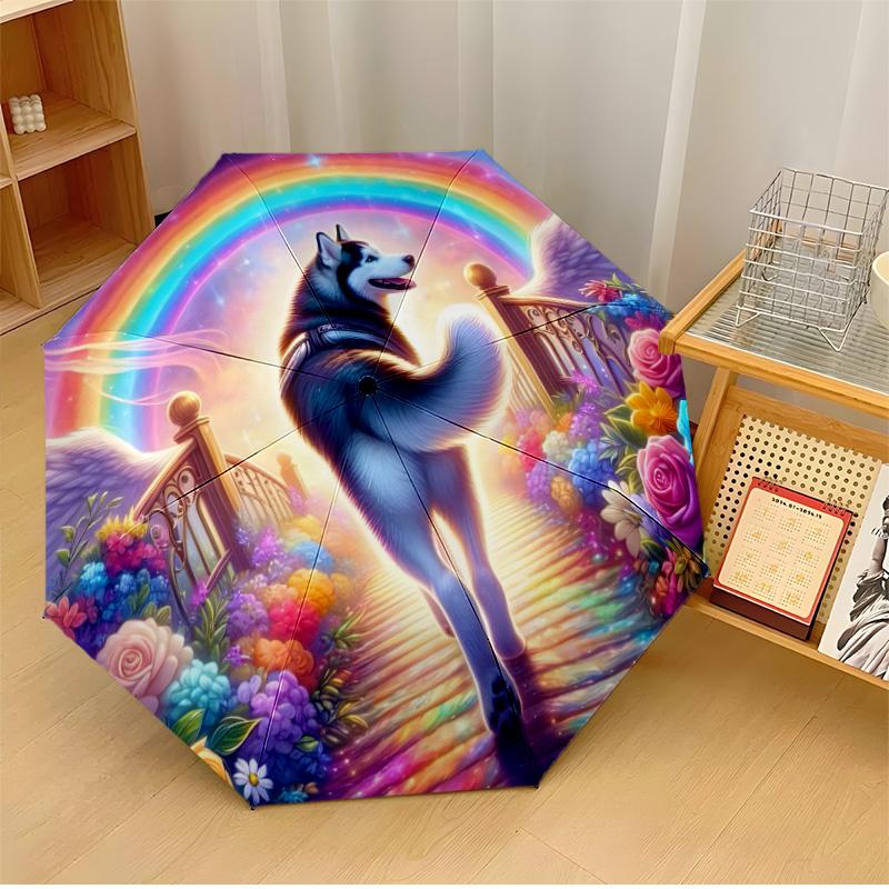 

Gothic Girl with Puppy (1) Printed umbrella windproof folding umbrella portable sun and rain umbrella suitable for gifting