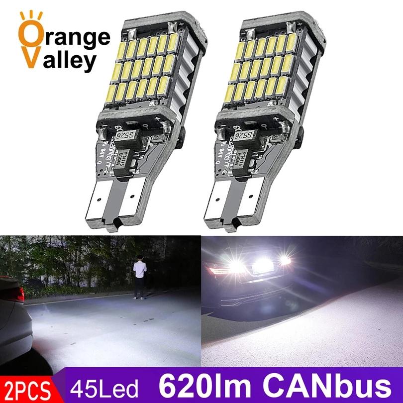 2PCS Superior LED T15 W16W 45 SMD 4014 Car Auto Canbus Reversing Lamps Stop Light Back Up Lights Reverse Bulb Dome Lights 6