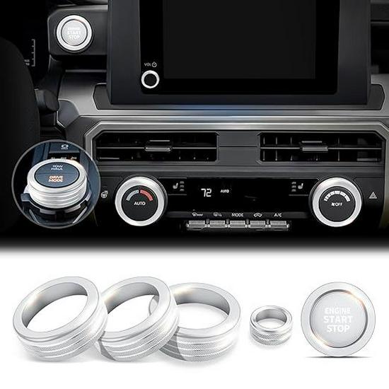 Decorative Ring Set for Toyota Tacoma ’24-'25: Fits Air Conditioning and Volume Knobs