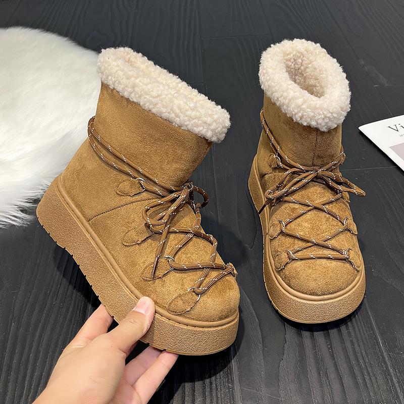 Winter New Round Toe Suede Warm Casual Snow Boots for Women Fashionable Comfortable Thick Soled Non Slip Elegant Boots