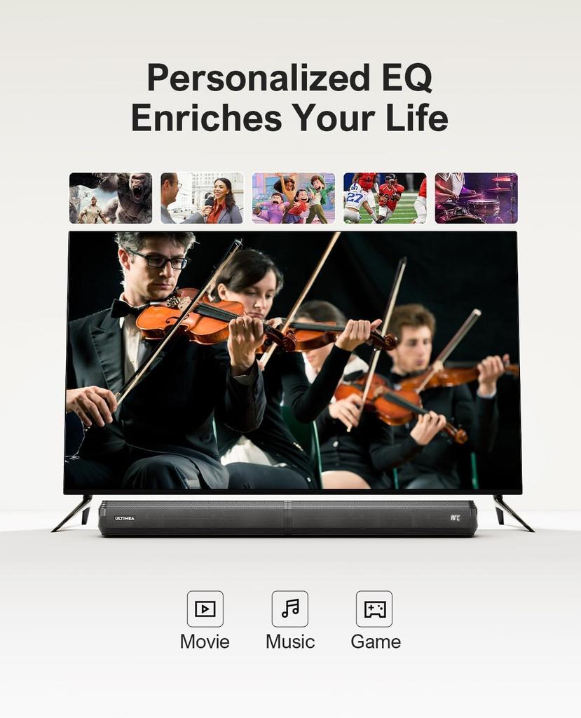 ULTIMEA Apollo S40 Pro 2-v-1 Dělený Soundbar, Odnímatelný pro TV a PC, Montáž na zeď nebo Stolní použití, 2.2 kanálový Bluetooth 5.3, Hluboké basy, 100W, Domácí