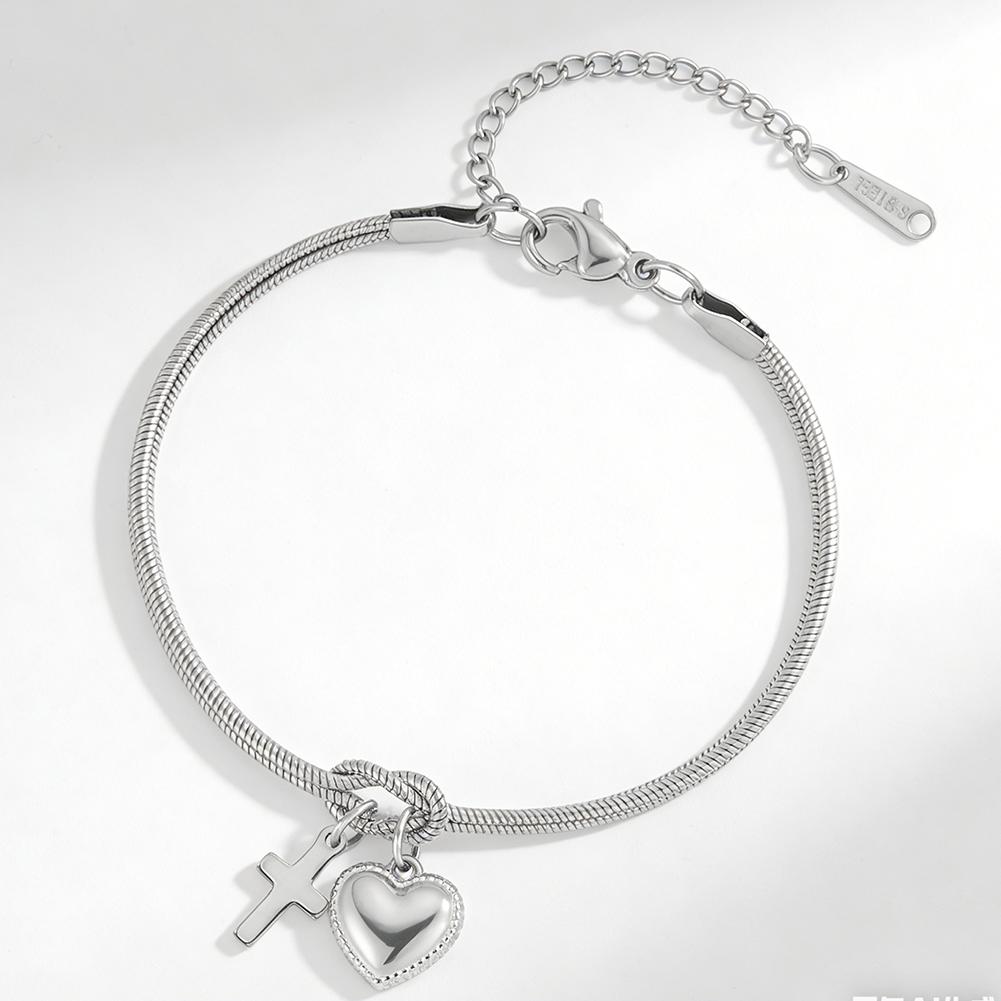 Jesus Cross Heart Charm Love Knot Chain Bracelet Stainless Steel Gold Color Bracelets for Women Jewelry Birthday Gift 2026