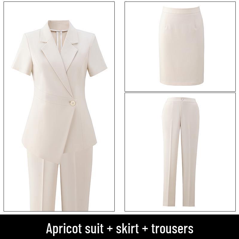 Women's Black Short-Sleeve Suit Jacket – Summer Lightweight, Elegant, Slimming, Professional Wear