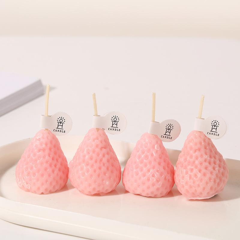 

Creative Handmade Strawberry Aromatherapy Candles for Home Use Scented Candle Wedding Souvenir Ornaments 4 small pink strawberries