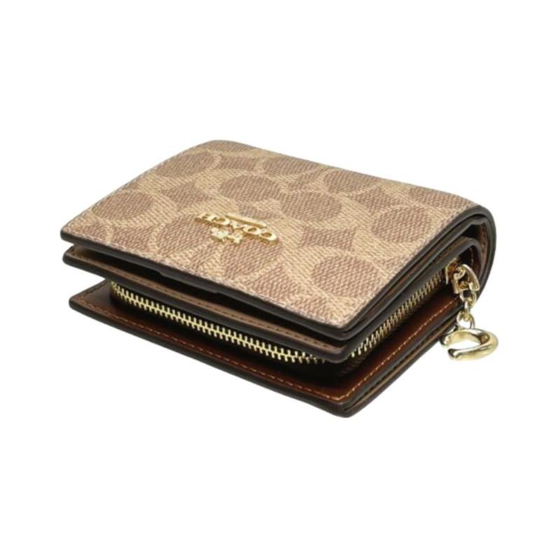 Coach Snap Old Logo Snap Closure Coated Canvas Wallet Women's Tan Tan