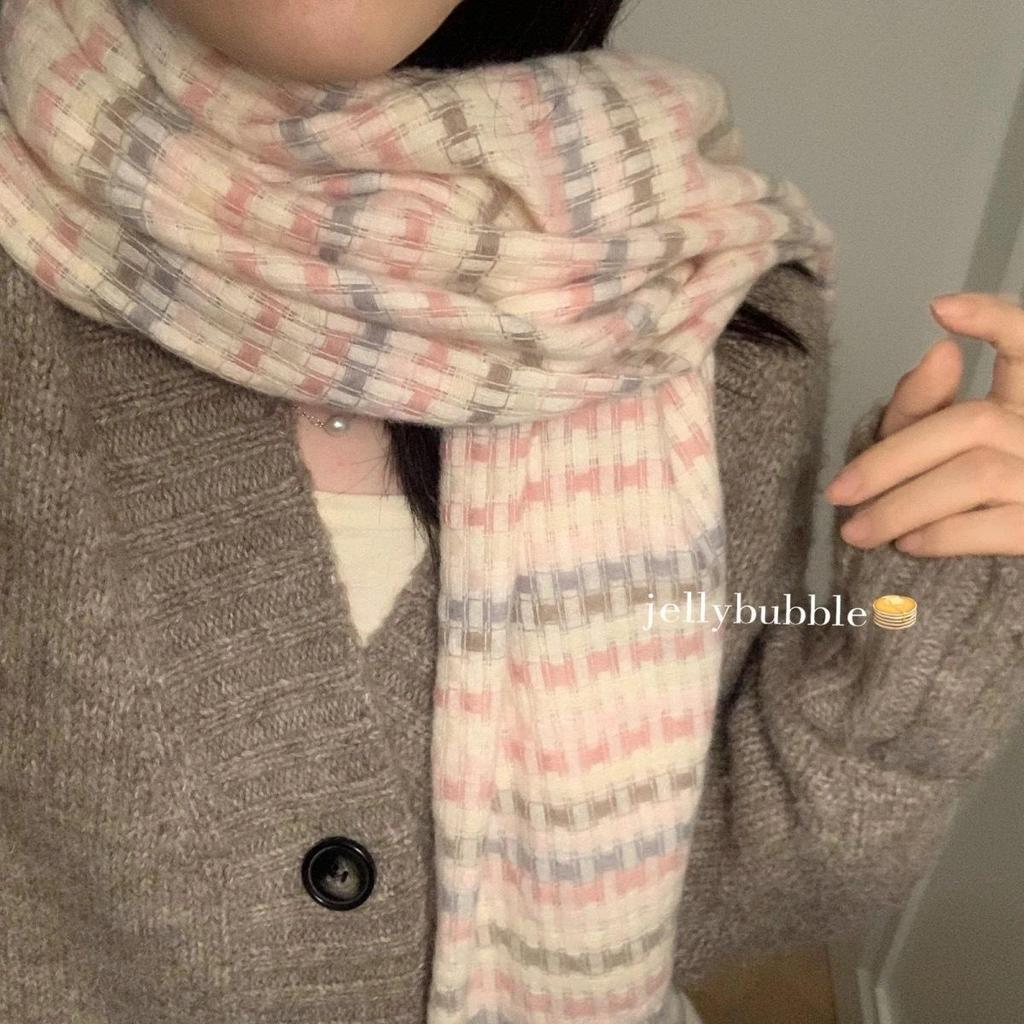 Korean Style Plaid Thickened Winter Shawl Scarf for Women