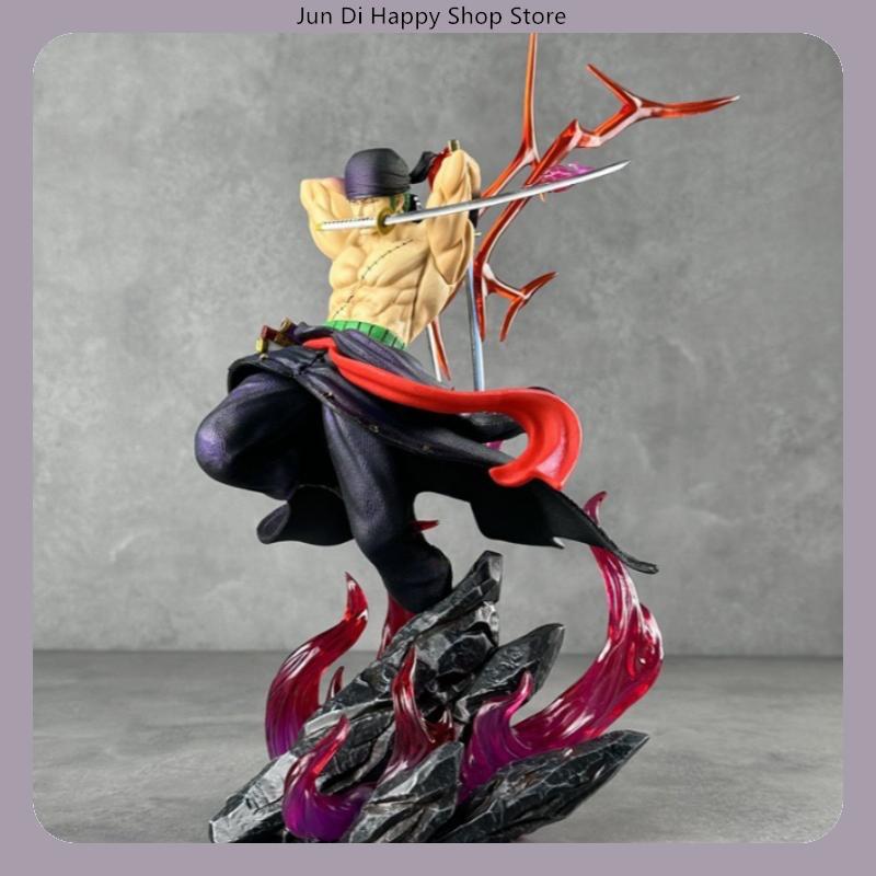 28 cm große One Piece Roronoa Zoro Dreischwert-Stil Doppelkopf-Figur mit austauschbaren Köpfen – Das perfekte Geburtstagsgeschenk