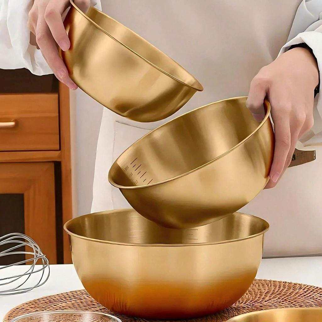 17/19/22CM Stainless Steel Salad Bowls Egg Flour Mixing Basin Fruit Vegetable Noodle Container for Kitchen Tableware Baking Tool