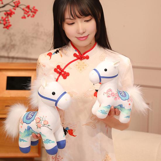 Yousheng Lucky Horse Plush Toy 2026 Chinese Zodiac Year of Horse Mascot Traditional New Year Gift for Home Office Car Holiday Festival Celebration