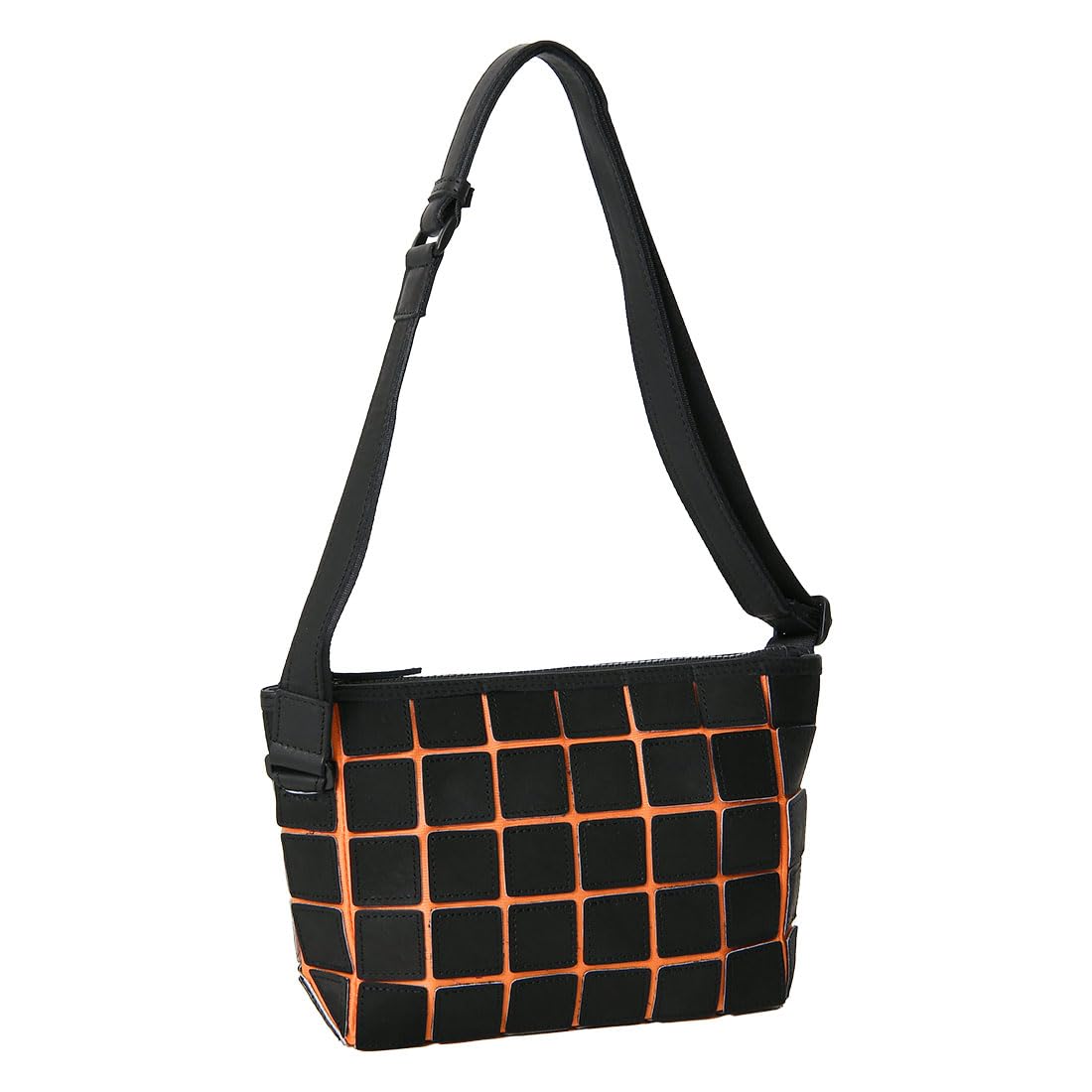 

PS110 Shoulder Compatible with Panel Nylon Mesh Zipper [Tryon] Bag, A5, Leather, Fabric, Closure, Men s Black/Orange