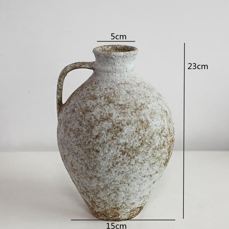 

Vintage Dual Ear Coarse Ceramic Vase, Flowerpot, Living Room Decoration, Dining Table Flower Arrangement Container, Pottery Jar