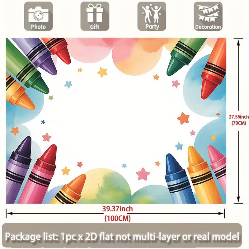 2D Blank Crayon Backdrop Customizable Kids Party Background