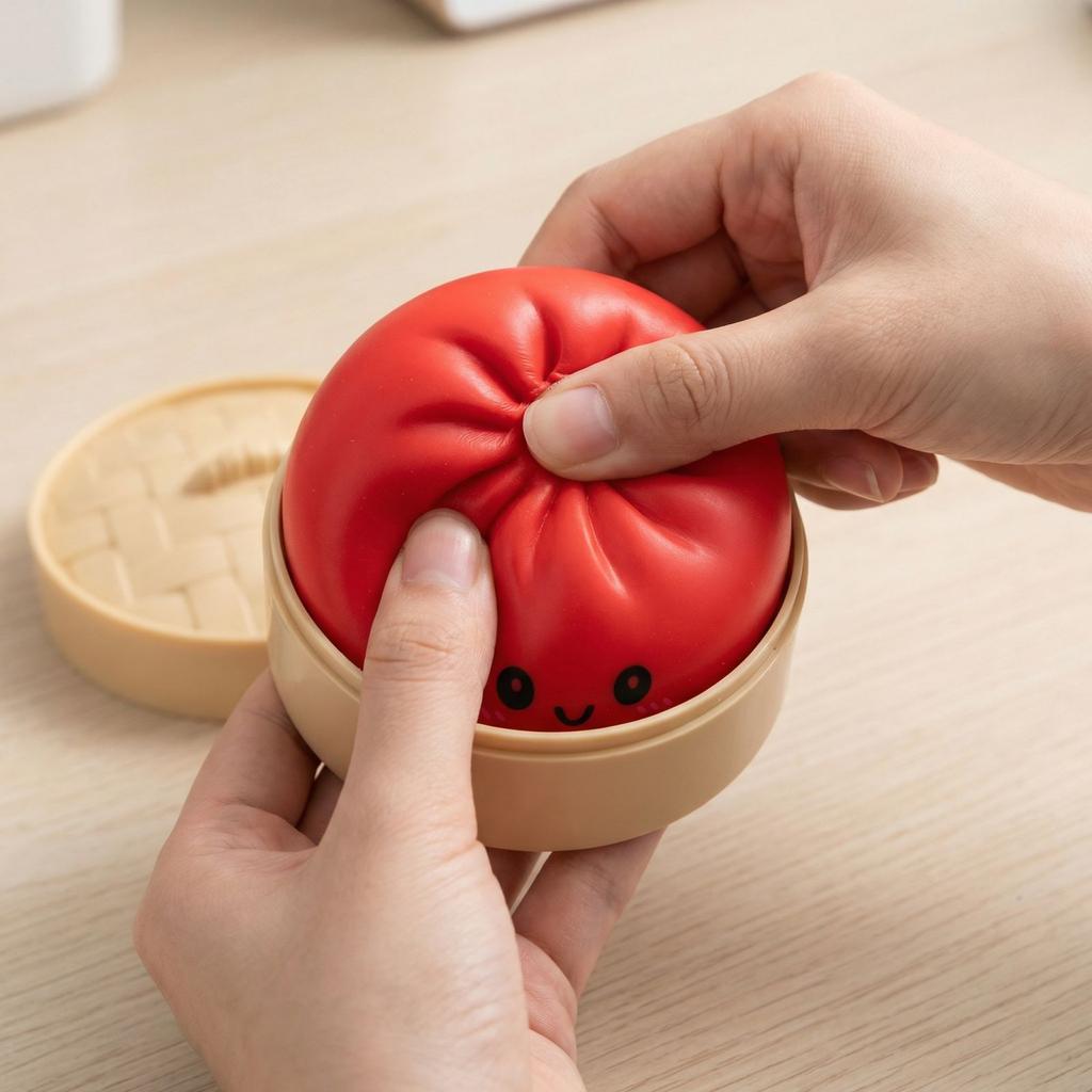 Slow Rising Bun Toy with Steamer Box Simulation Food Design Soft Stress Toy for Kids and Adults