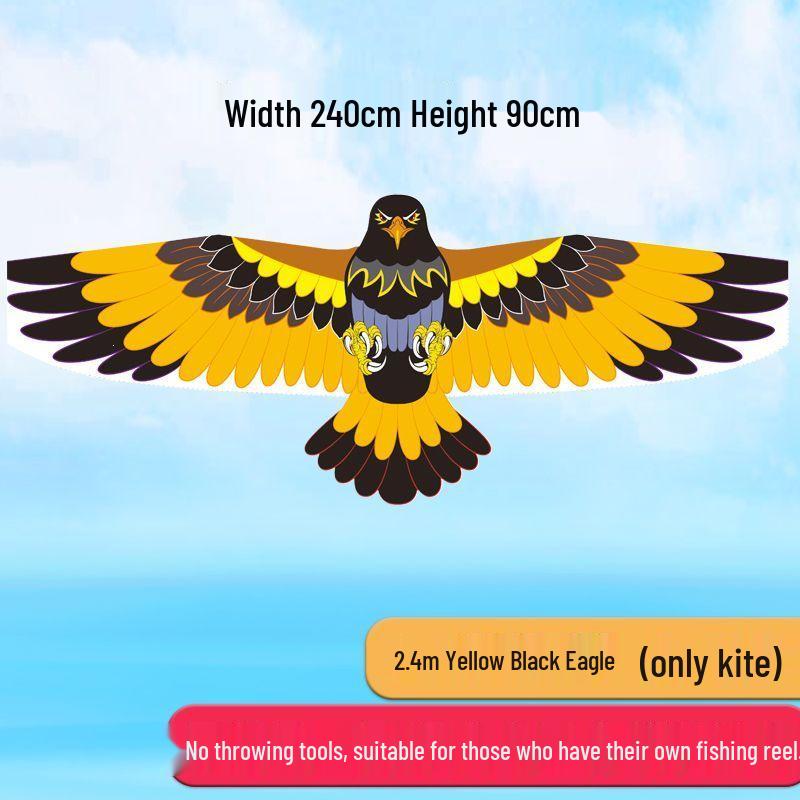 Kirin Eagle Kite: Easy-to-Fly, Large High-End Kite for Kids & Adults 2.4m Upgraded Yellow-Black Board Eagle (Kite Only)
