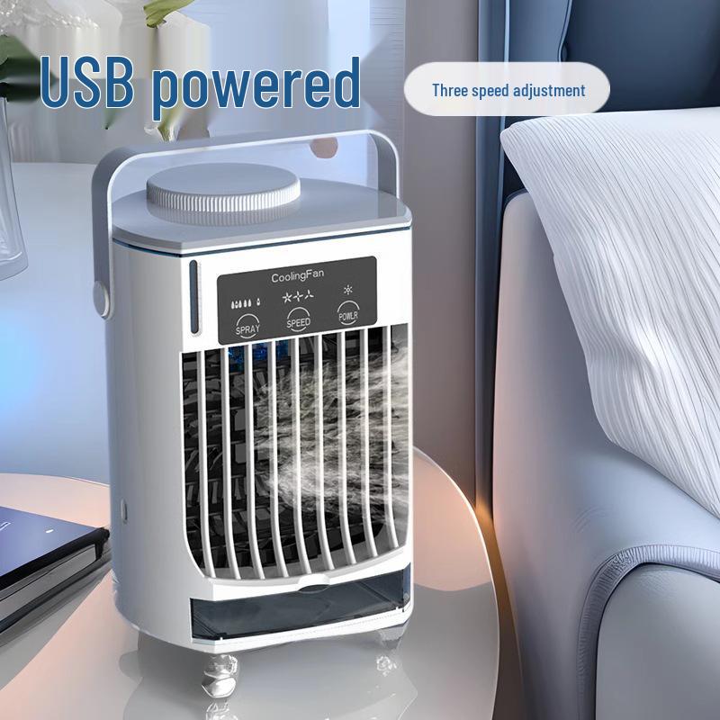 Compact USB Mini Air Cooler with Water Spray Feature