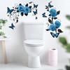 Self-adhesive Waterproof Toilet Wall Stickers Blue Rose Butterfly for Bathroom Home Decor