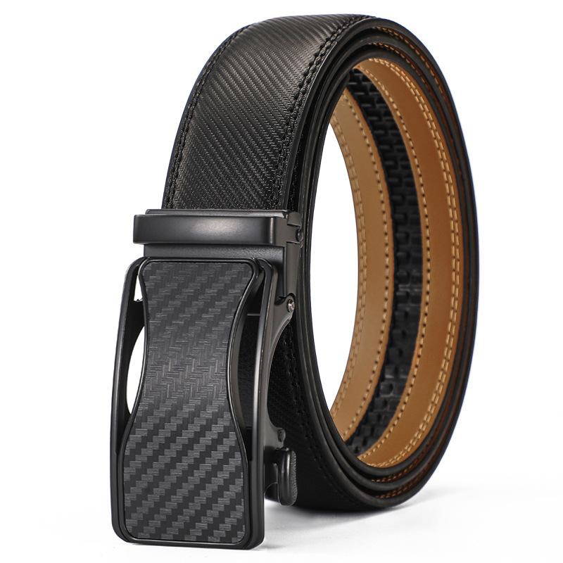 Men'S Real Cowhide Alloy Automatic Buckle Belt Wind Casual Belt
