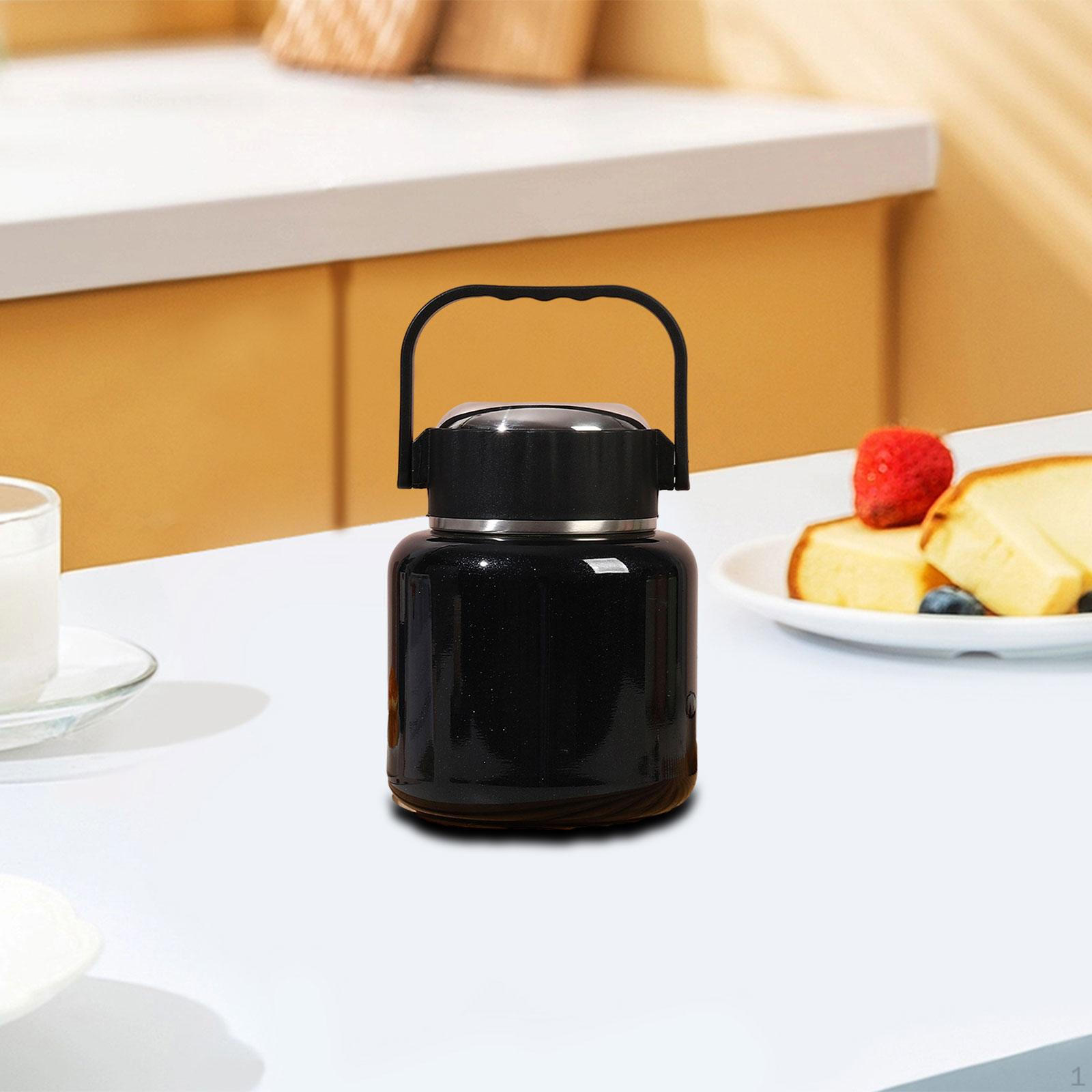 

Фляга для еды с ложкой, контейнер, контейнер для обеда, офис, еда, пикник чёрный