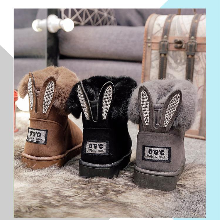 Zimní Nové Sněhule Dámské Korejské vydání Ploché dno Plyšové Ztluštěné Pár Ležérní Krátké rukávy Dámské Bavlněné Boty