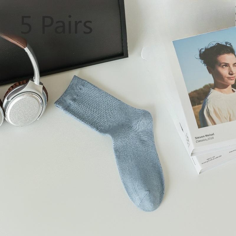 

5 пар мужских весенних и осенних хлопковых деловых носков чистого цвета из дышащего хлопка 5 Pairs