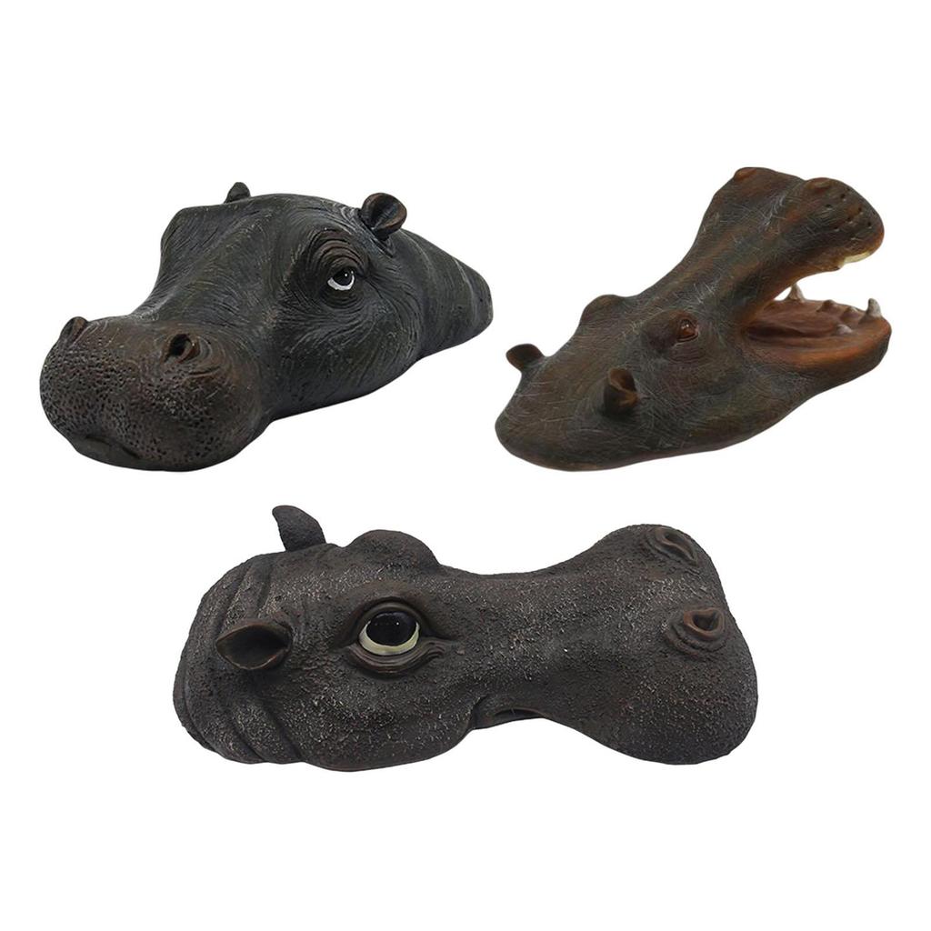 Pryskyřičná plovoucí hlava hrocha, Umělecké ozdoby, Hroch plovák do bazénu, Plovoucí hlava hrocha, Kreativní zvířecí socha, Odrazující kachny