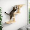 3-Level Wall Mounted Cat Tree Solid Wood Cat Sisal Scratching Post Cat Perch  Pet Playground