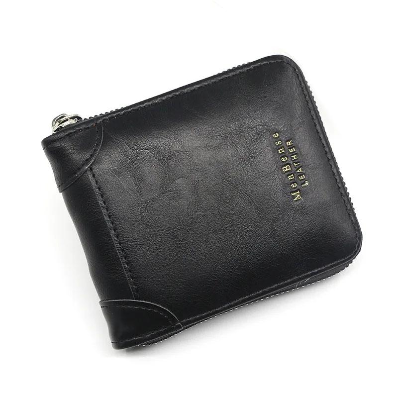 Vintage Small Short Men Wallets with Zipper Coin Pocket Card Holder Case Male Wallet Clutch Holder Luxury Brand Purses Wallet