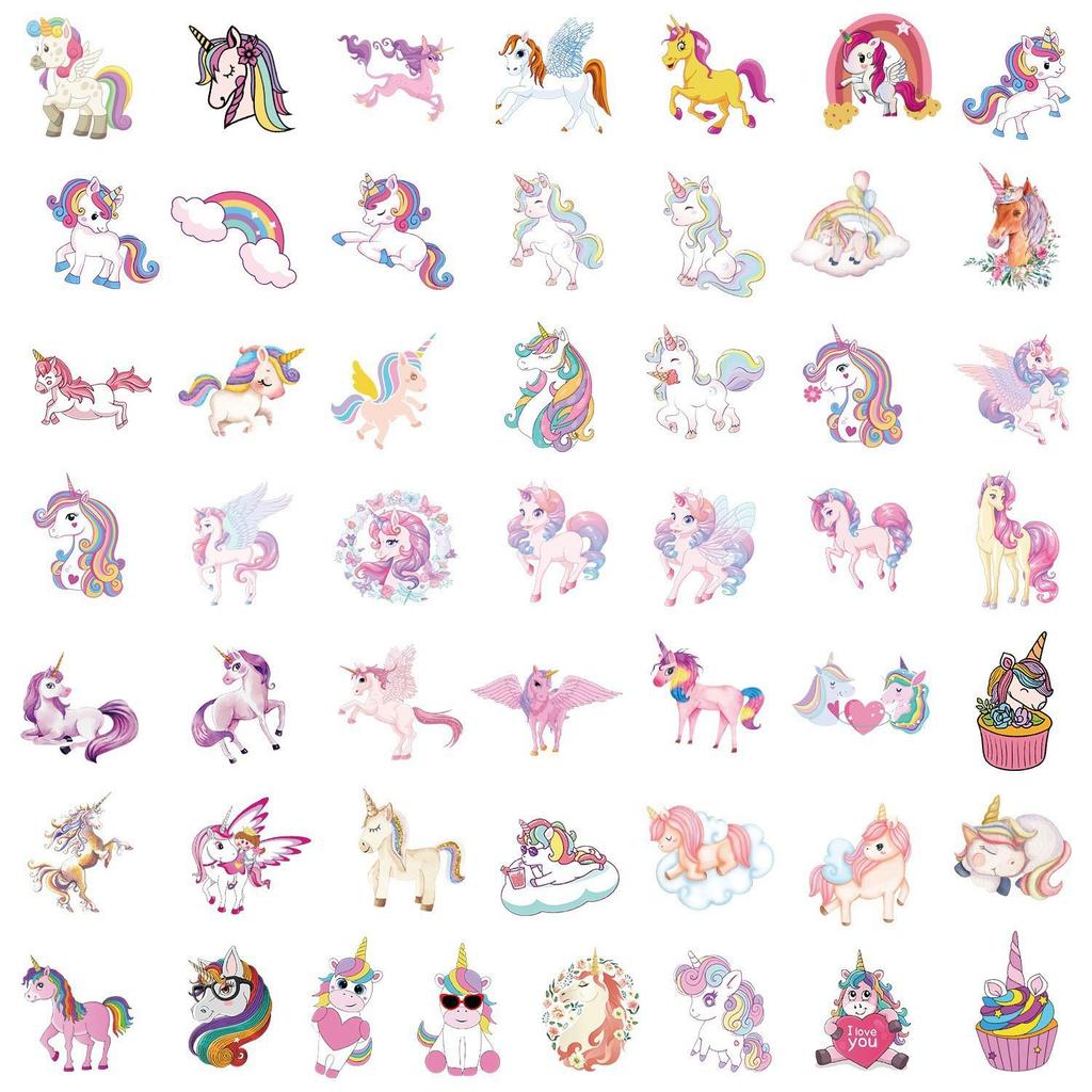 50 Unicorn Graffiti Waterproof Stickers for Suitcases, Cars, Notebooks, Skateboards, and Phones
