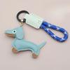 Custom Number Sausage Dog Leather Keychain Pendant Personalized Cartoon Keyring with Braid Rope Bag Car Key Ring